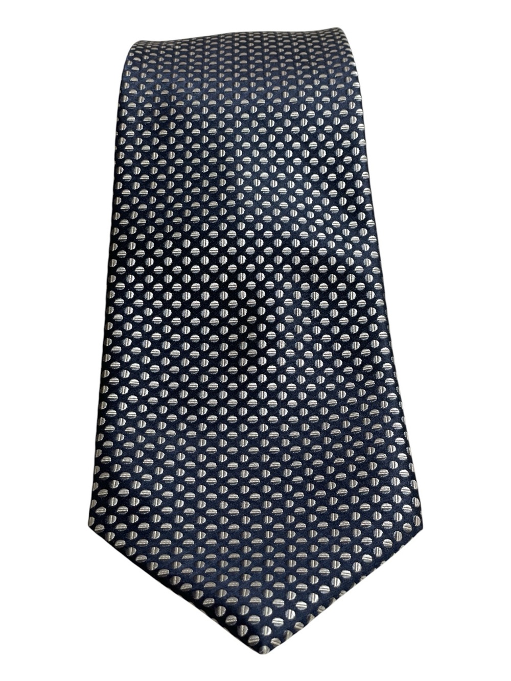Calvin Klein Men's Navy Blue Geometric Dot 100% Silk  Necktie - Like New!